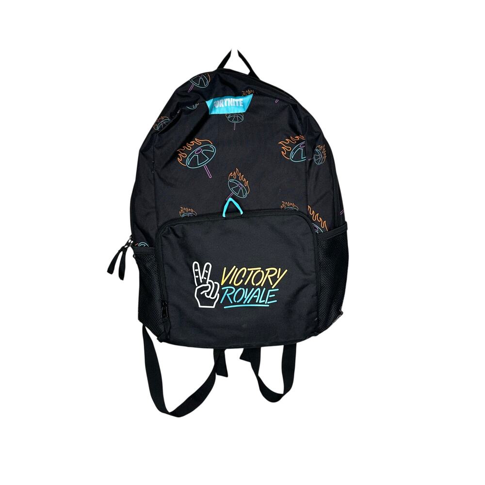 Fortnite Victory Royale Backpack Black Blue Multi Compartment Gamer School Bag
